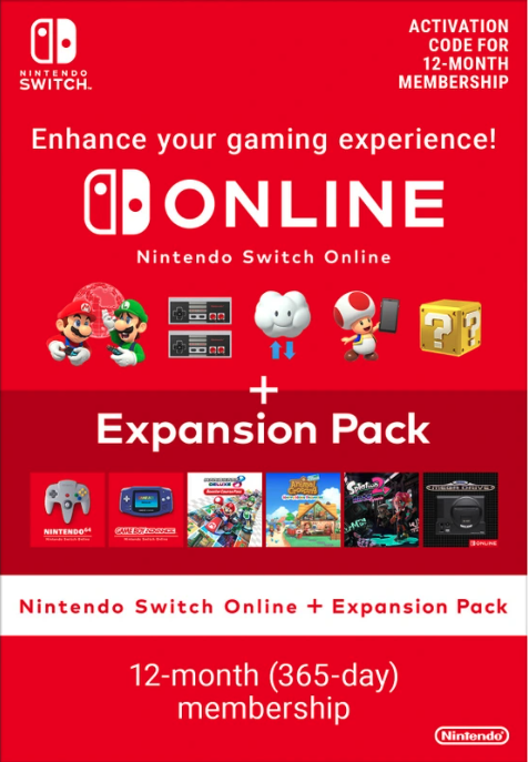 Nintendo Switch Online: 12 месяцев подписки + Дополнение