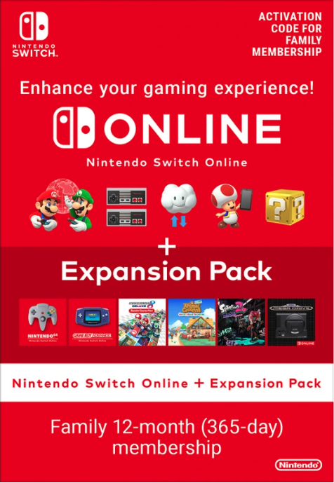Nintendo Switch Online: 12 месяцев семейной подписки + Дополнение